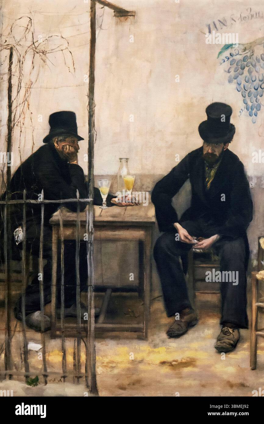 Francia, Yvelines, Croissy sur Seine, museo la Grenouillere, mostra Absinthe, Absinthe Drinkers or the Declassed, dipinto di Jean Francesco Raffaelli (1850-1924) Foto Stock