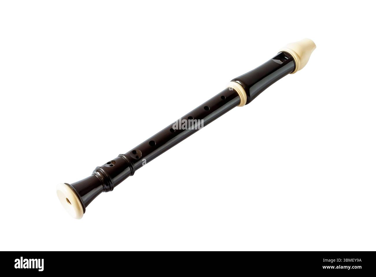 Un registratore soprano generico in plastica isolato su sfondo bianco Foto Stock