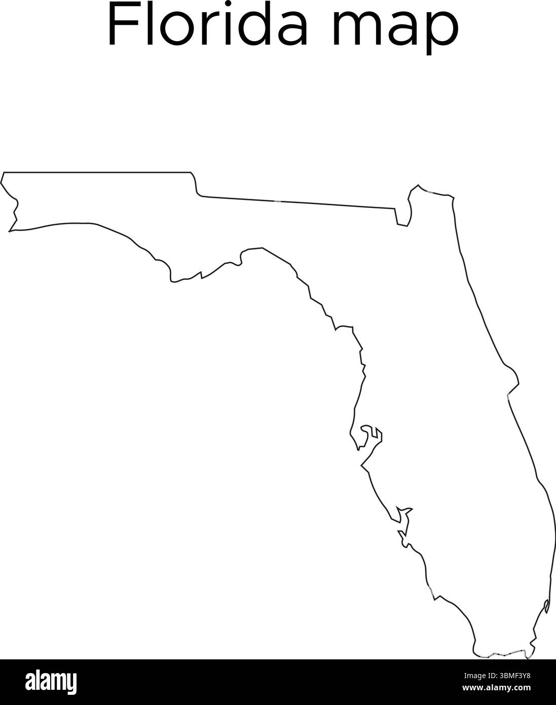 Mappa vettoriale della Florida isolata su sfondo bianco Illustrazione Vettoriale