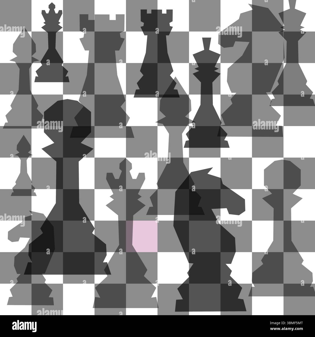 Sfondo scacchistico bianco e nero. Disegno del volantino per sfondo a scacchi illustrativo. Post per il torneo di scacchi, concetto di giorno degli scacchi Illustrazione Vettoriale