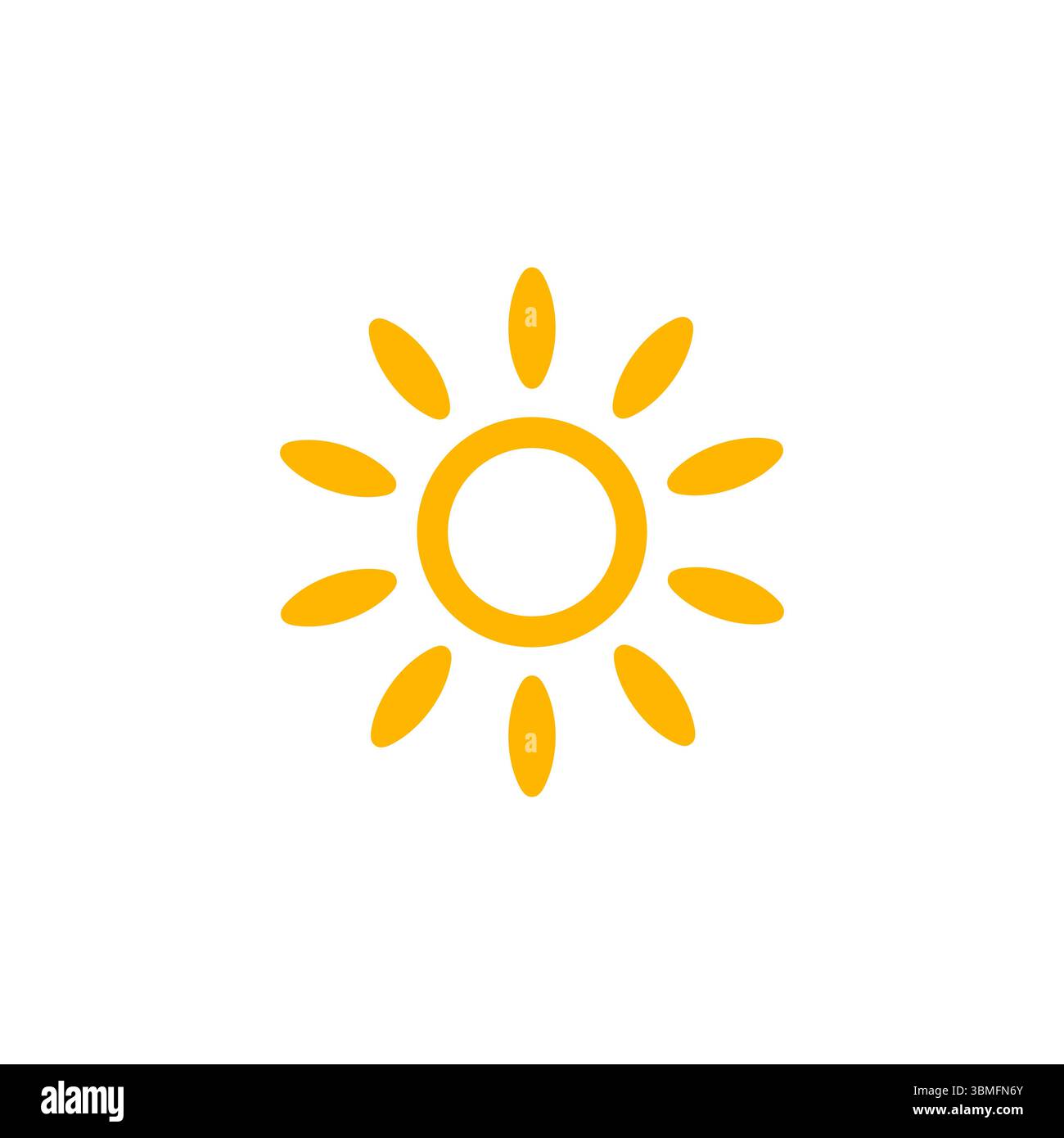 Icona del girasole con petali rotondi, domenica di giugno, calore di luglio, vacanze estive, disegni di fiori gialli, e Boho Holiday Graphics. Illustrazione vettoriale Illustrazione Vettoriale