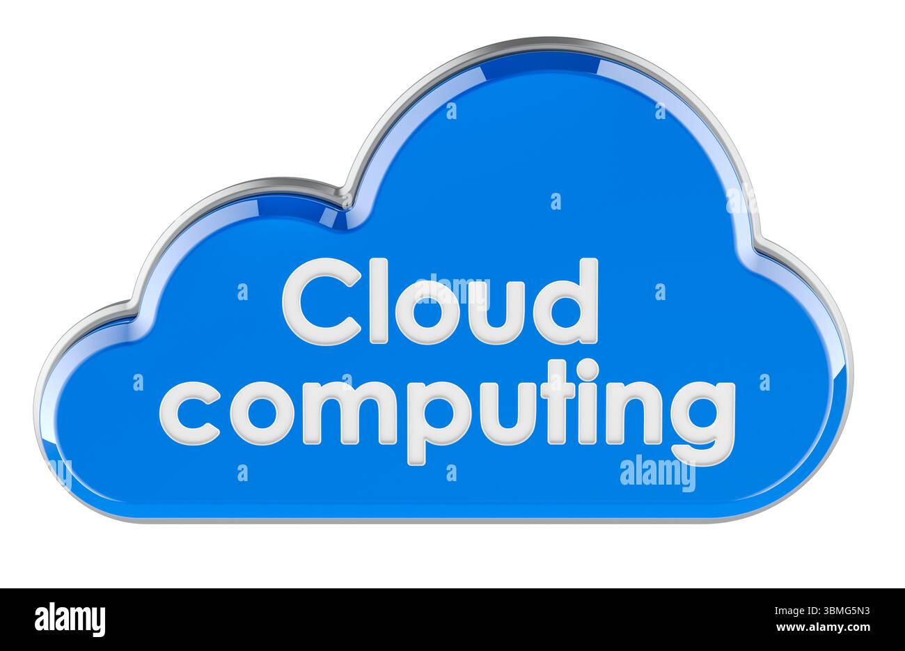 Cloud computing, concetto. Rendering 3D isolato su sfondo bianco Foto Stock