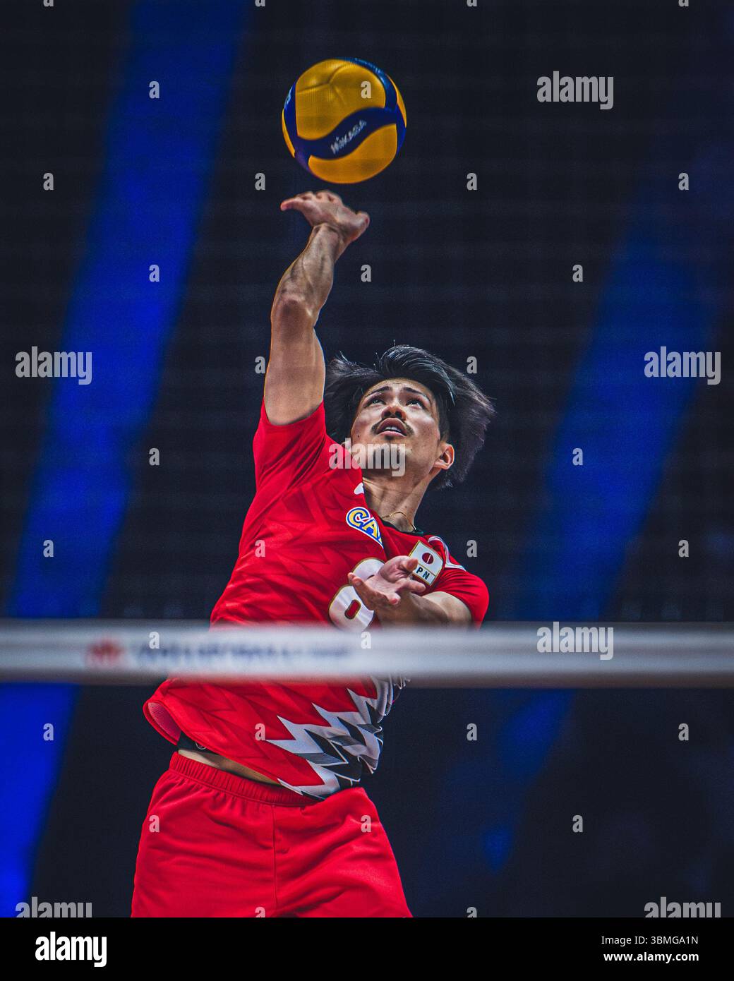Giappone vs Canada durante la partita maschile FIVB Volleyball Nations League 2024 del 27 giugno a Łódź, Polonia. Foto Stock