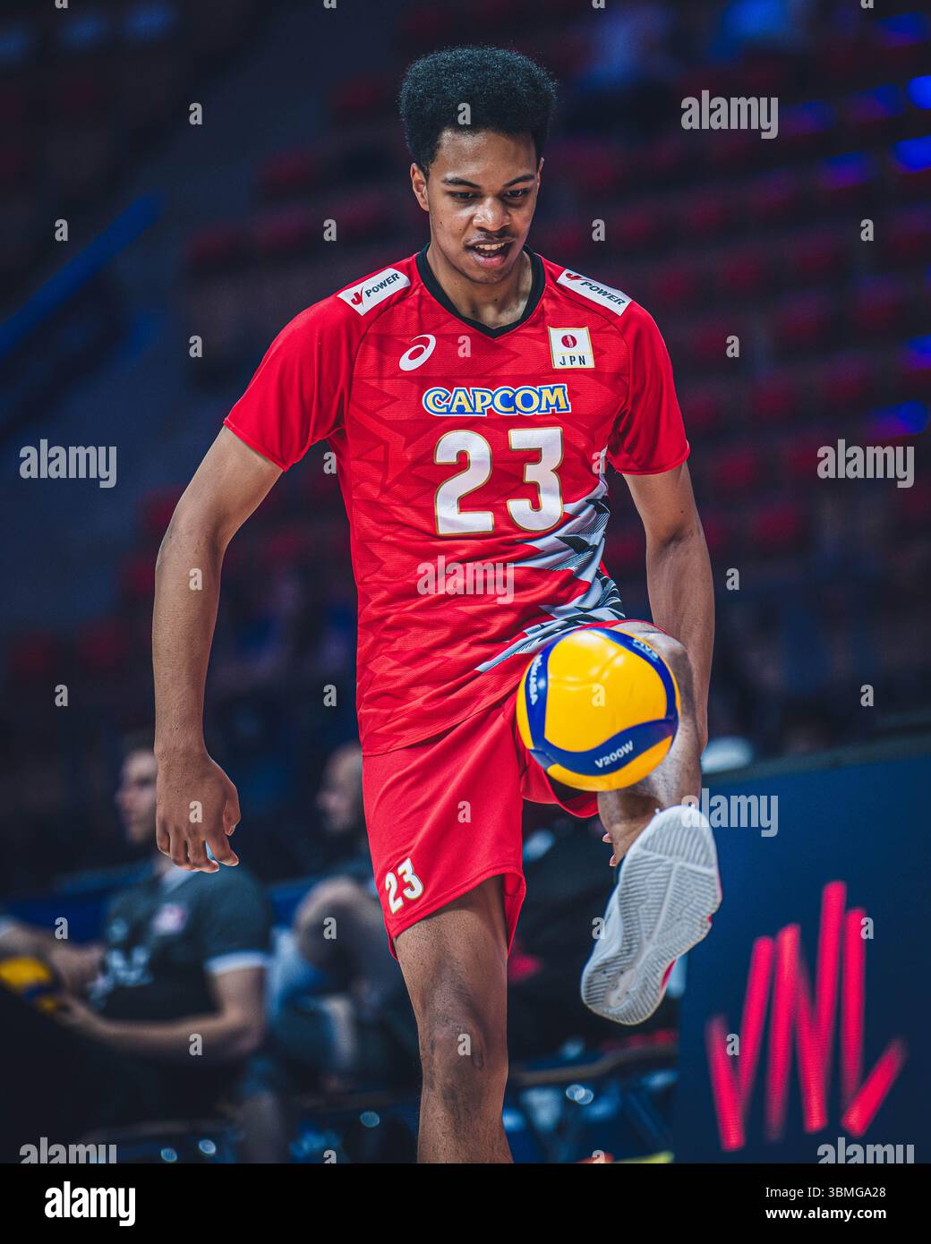 Giappone vs Canada durante la partita maschile FIVB Volleyball Nations League 2024 del 27 giugno a Łódź, Polonia. Foto Stock