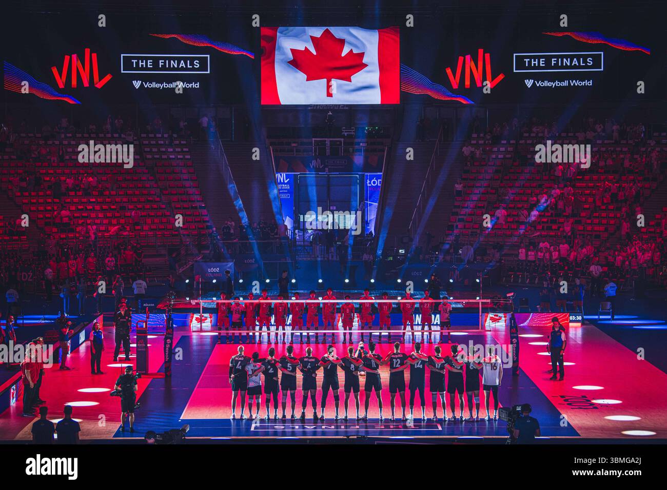 Giappone vs Canada durante la partita maschile FIVB Volleyball Nations League 2024 del 27 giugno a Łódź, Polonia. Foto Stock