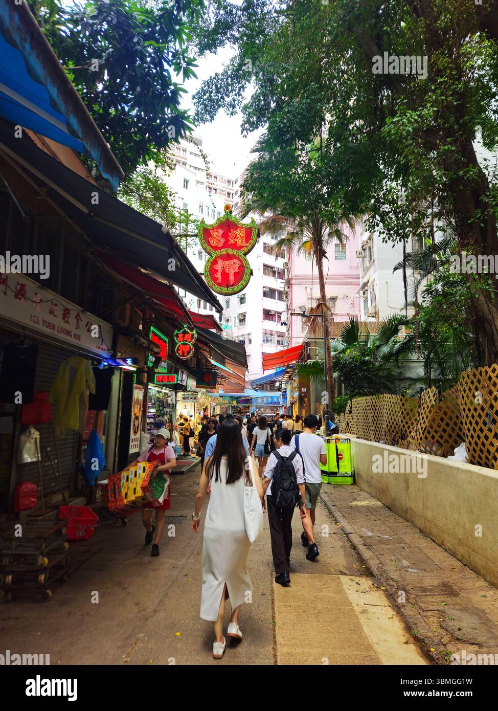 Vivace mercato dei vicoli di Hong Kong Foto Stock