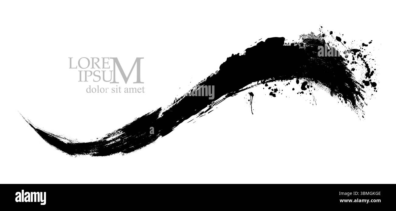 Pennello nero. inchiostro sfondo tratto di vernice astratto nero. disegno a mano. Non ai, illustrazione vettoriale. Illustrazione Vettoriale