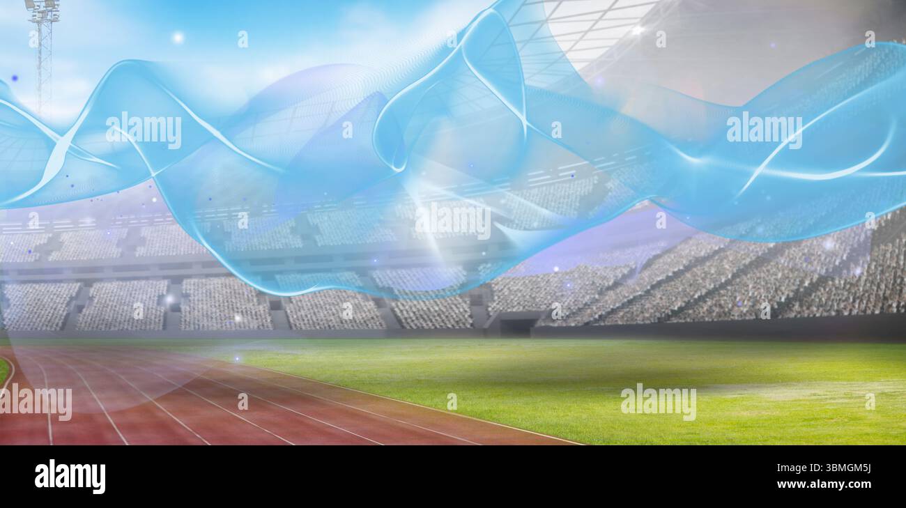 Sentieri blu sopra un campo da gioco Foto Stock