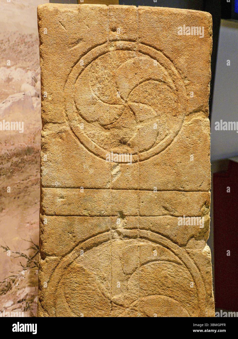 Sandsteinstein, contro Chr., Oppidum de Berreaga, Arkeologi Museoa, museo aqueologico, Bilbao, Bizkaia, Pais Vasco, spagnolo Foto Stock