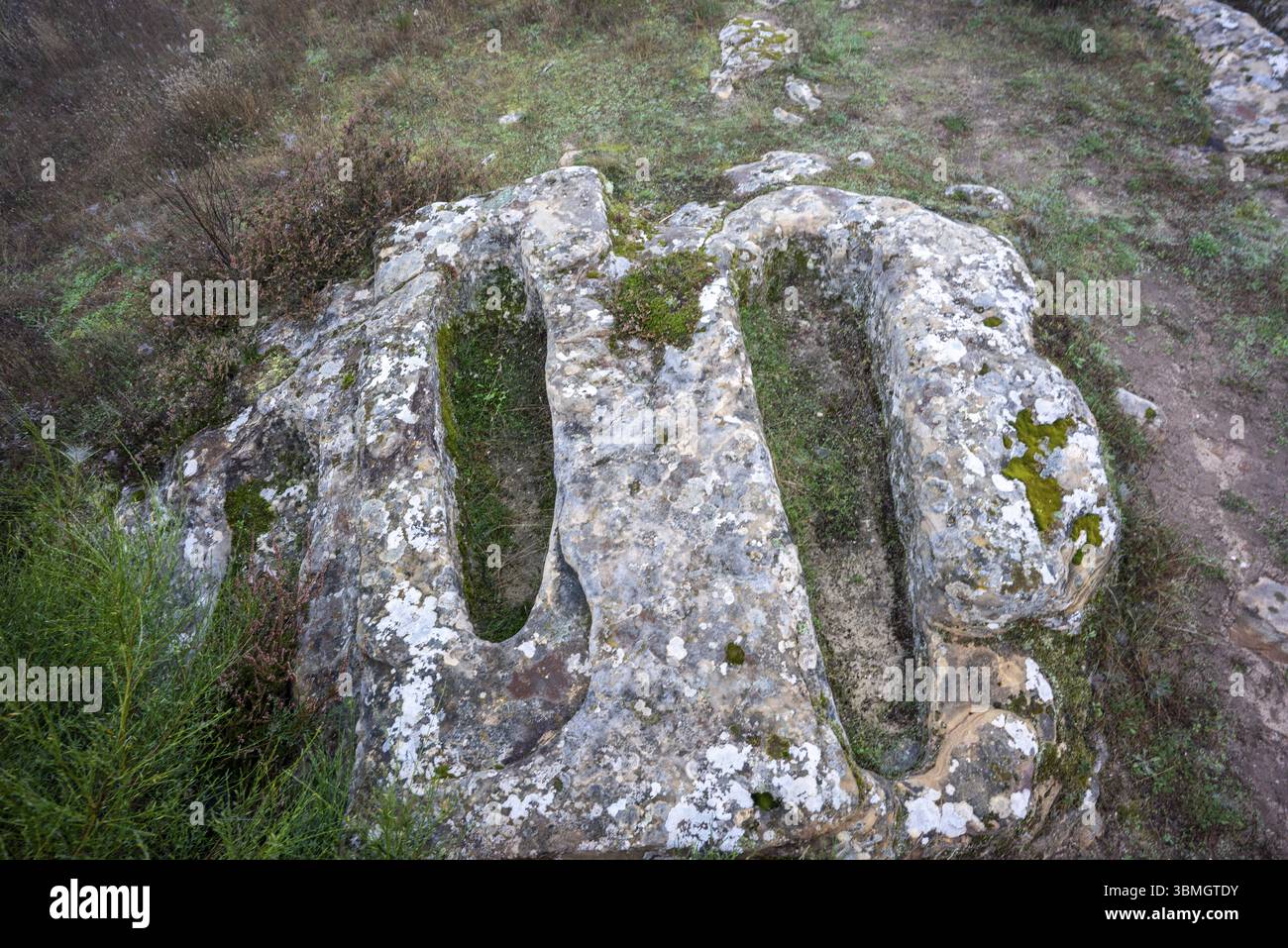 Necropoli di Santiuste a Corvio, Palencia, Comunità autonoma di Castiglia e León, Spagna, Europa Foto Stock