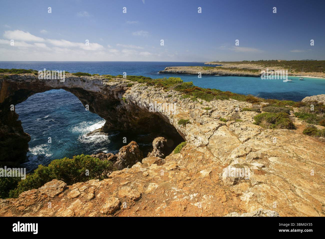Cala Varques, un'insenatura vergine nel comune di Manacor, Maiorca, Spagna, Europa Foto Stock