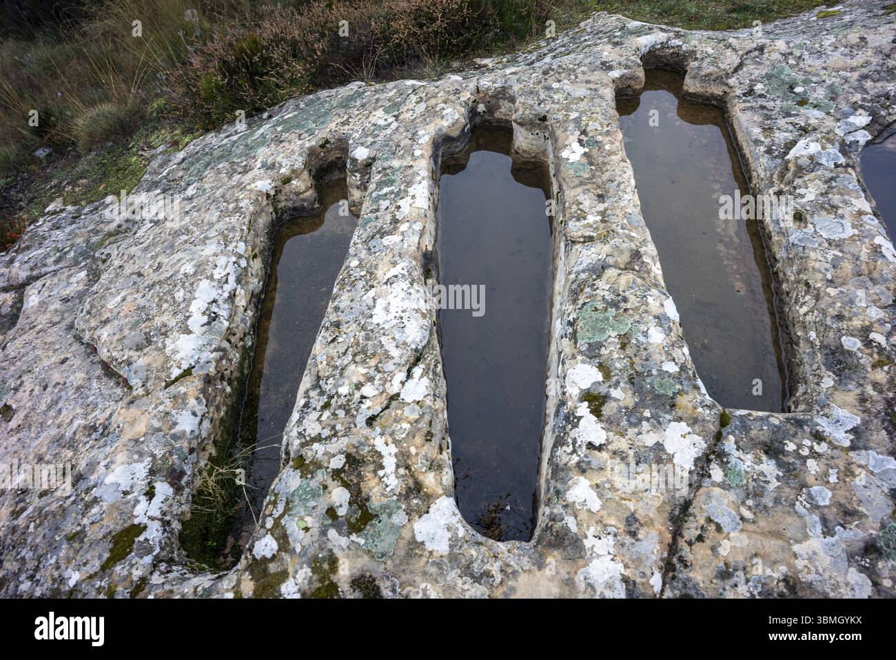 Necropoli di Santiuste a Corvio, Palencia, Comunità autonoma di Castiglia e León, Spagna, Europa Foto Stock