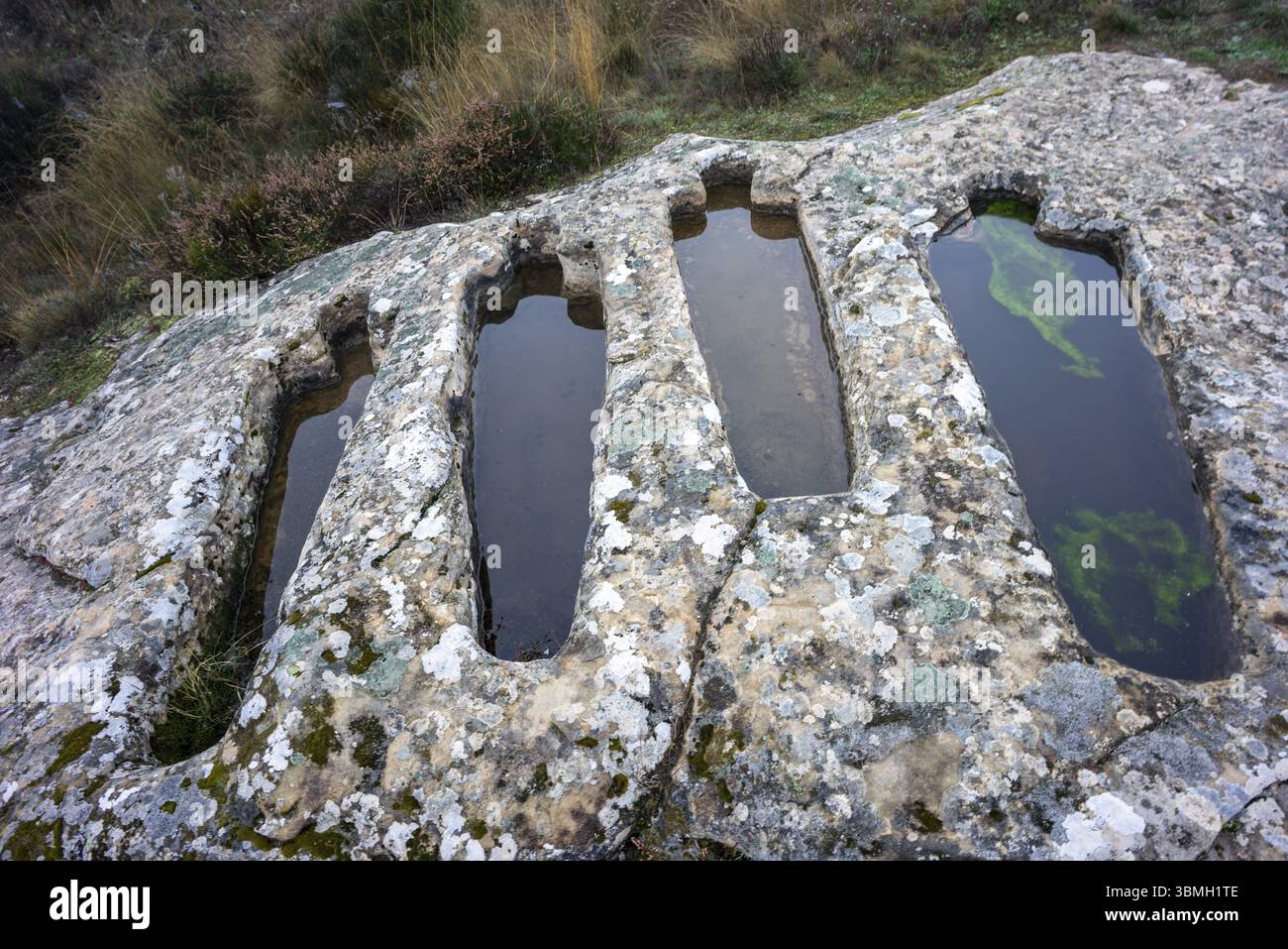 Necropoli di Santiuste a Corvio, Palencia, Comunità autonoma di Castiglia e León, Spagna, Europa Foto Stock