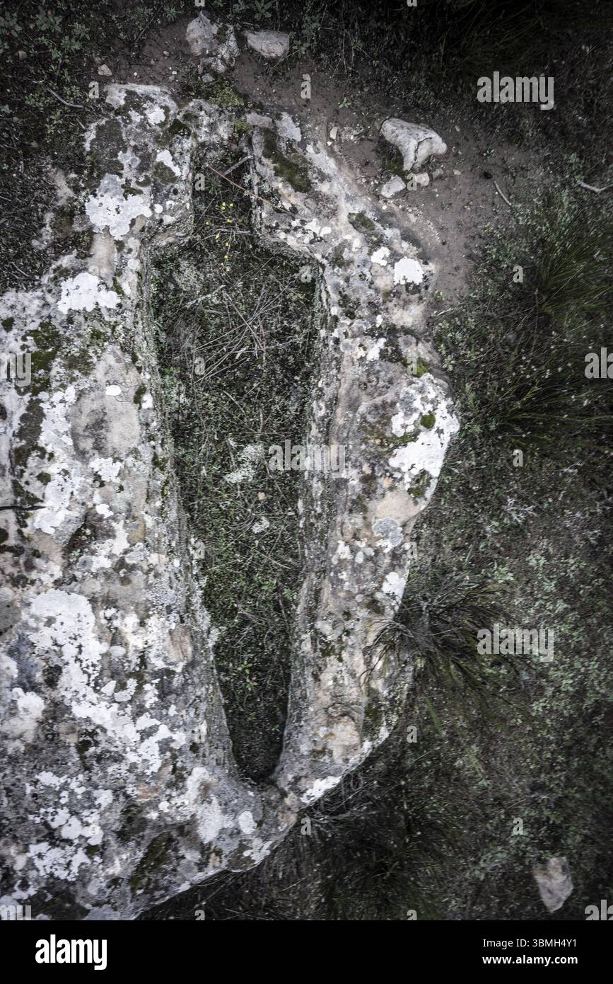 Necropoli di Santiuste a Corvio, Palencia, Comunità autonoma di Castiglia e León, Spagna, Europa Foto Stock