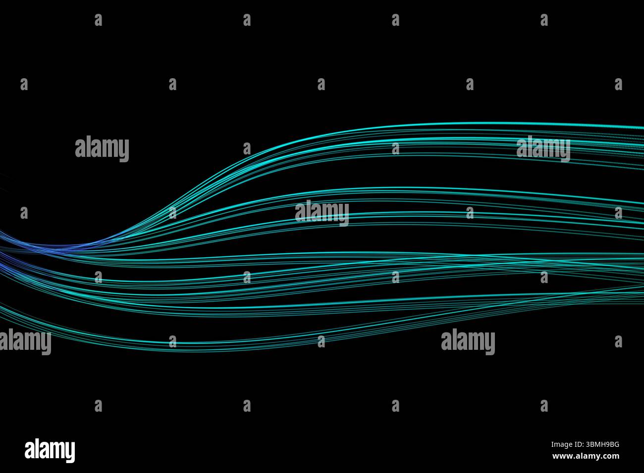 Sfondo nero con linee lucido Foto Stock