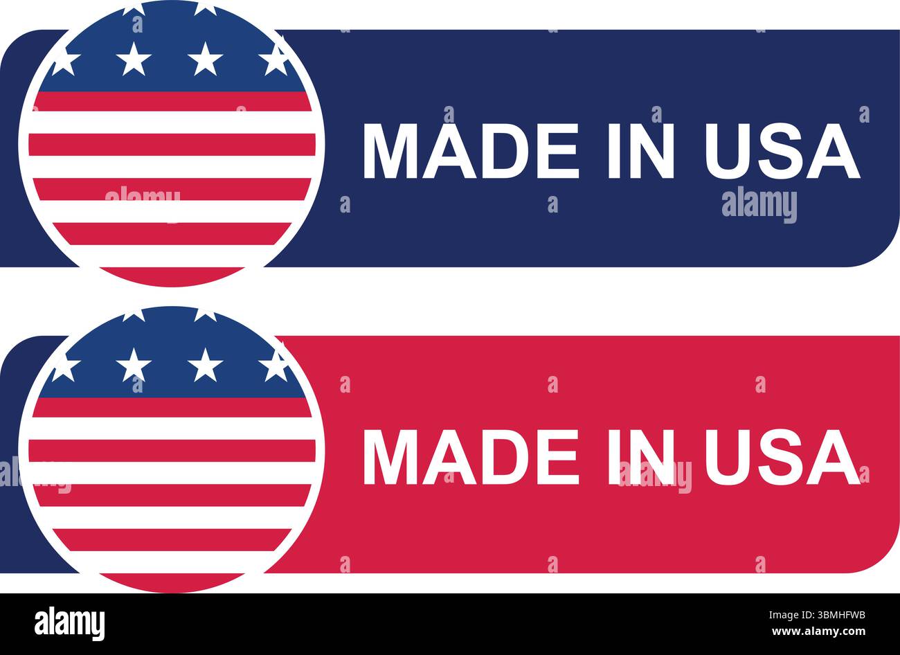 Etichetta Made in USA con simbolo di bandiera americano Illustrazione Vettoriale