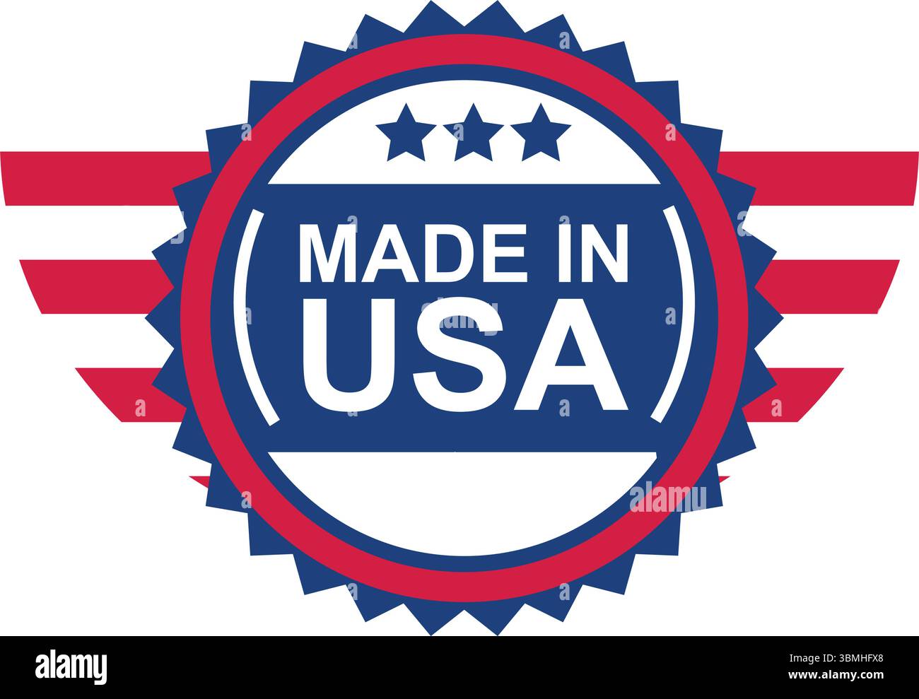 Logo di garanzia Made in USA con telaio a nastro Illustrazione Vettoriale