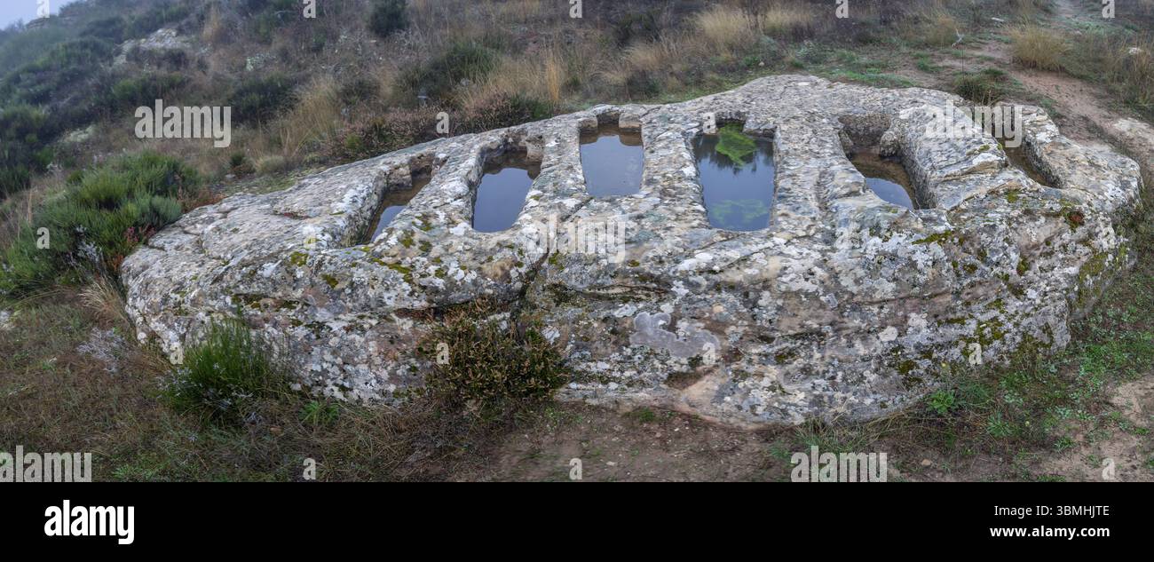Necropoli di Santiuste a Corvio, Palencia, Comunità autonoma di Castiglia e León, Spagna, Europa Foto Stock