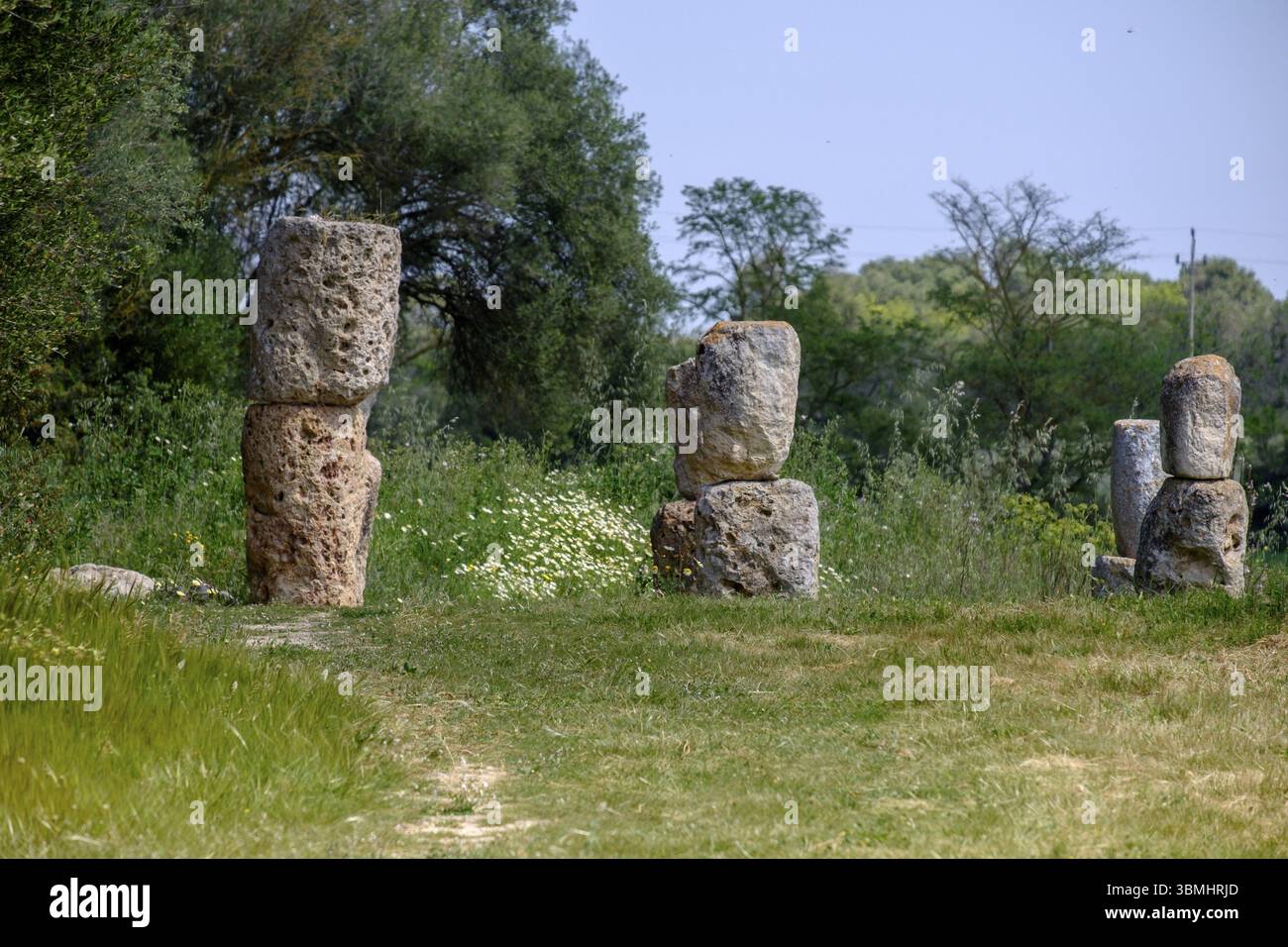 Son Corro, sito archeologico, santuario, situato nel comune di Costitx, risalente al periodo post-alayotico, s.V-II A.c, Costix, Mallorca, b Foto Stock