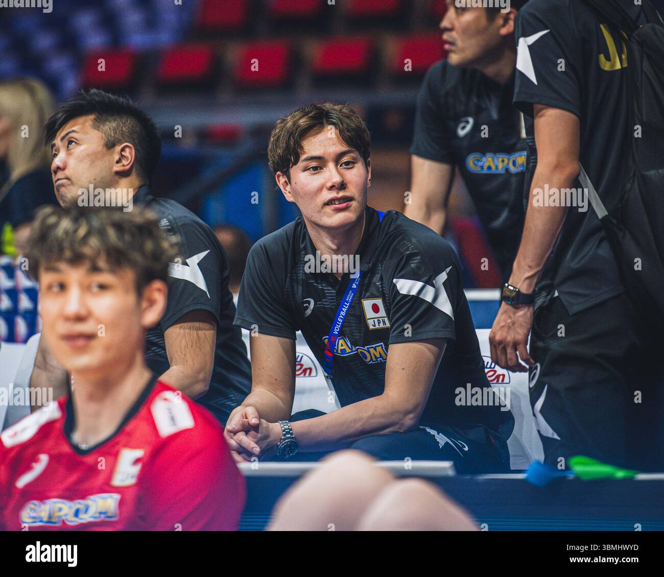 Giappone vs Canada durante la partita maschile FIVB Volleyball Nations League 2024 del 27 giugno a Łódź, Polonia. Foto Stock
