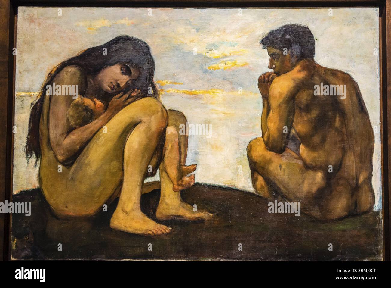 Adan ed Eva con il loro primo figlio, Lesser Ury, 1896, olio su tela, Museo Ebraico di Berlino, progettato dall'architetto polacco Daniel Libeskinds, Berlino, Germ Foto Stock