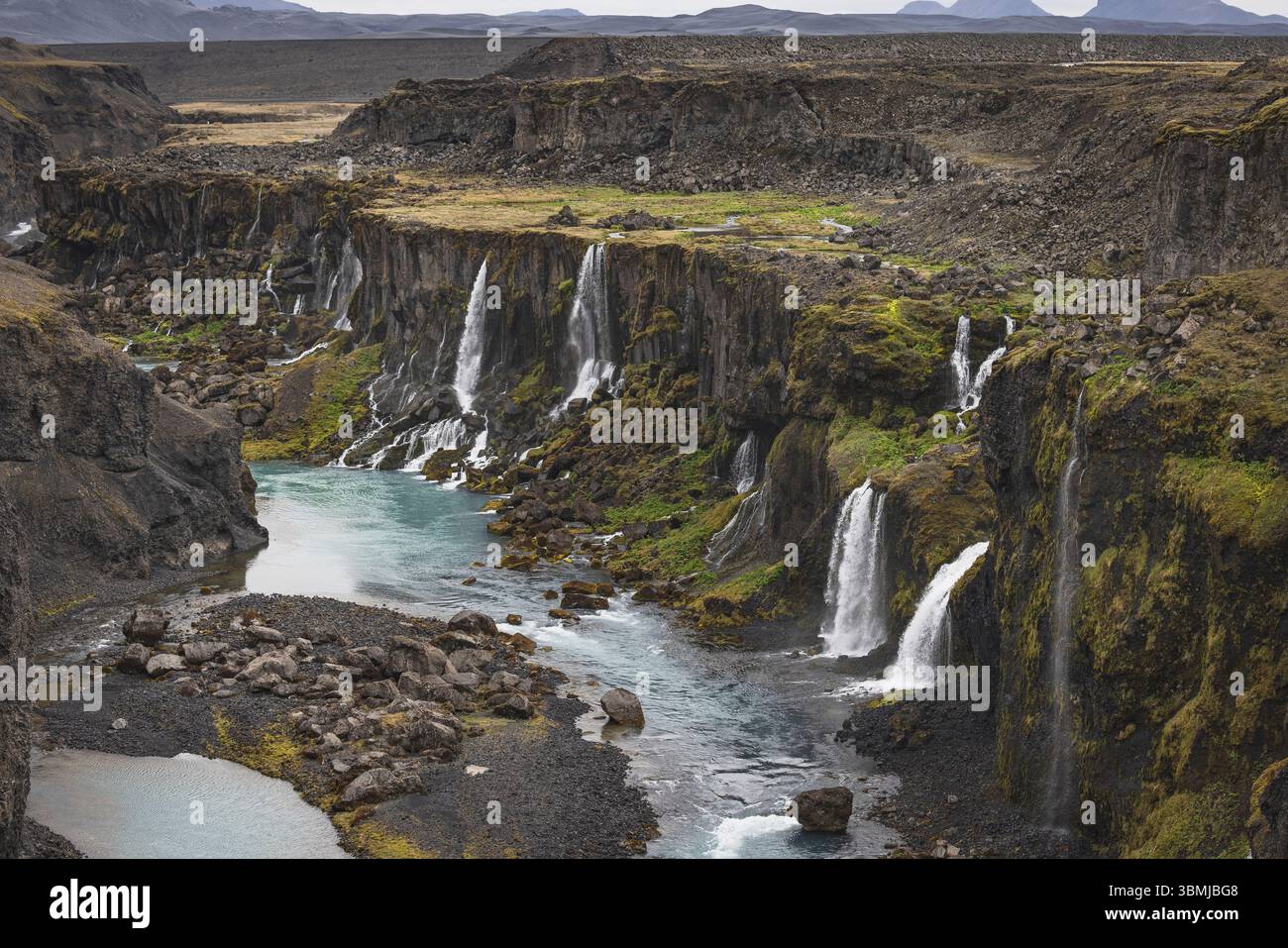 Erosione vulcanica e glaciale nelle Highlands islandesi Foto Stock