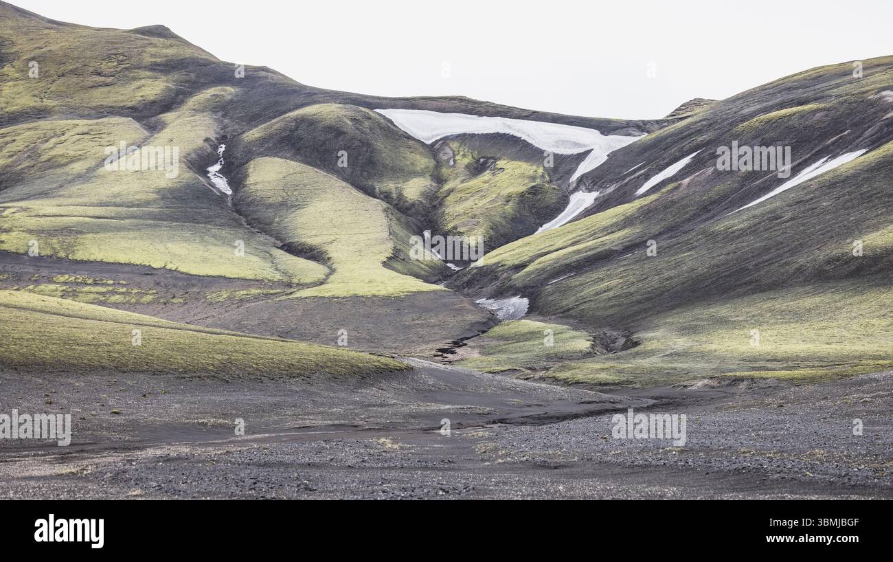 Montagne di Landmannalaugar dalla vista aerea Foto Stock