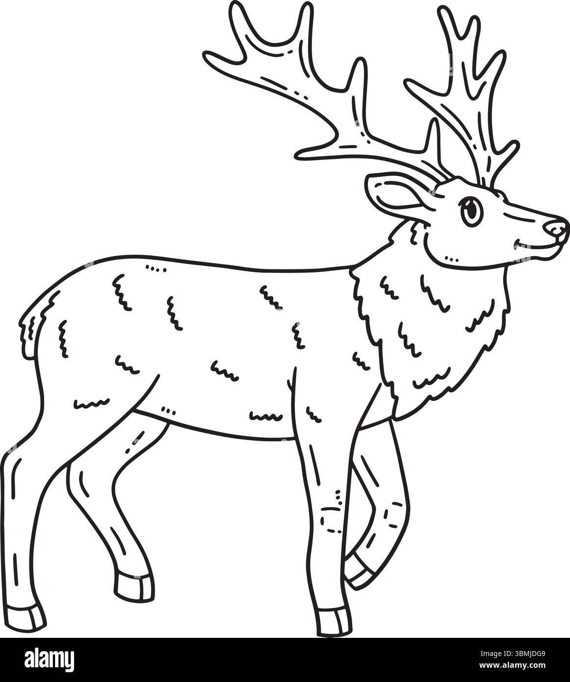 Pagina da colorare isolata dell'alce degli animali della foresta per bambini Illustrazione Vettoriale