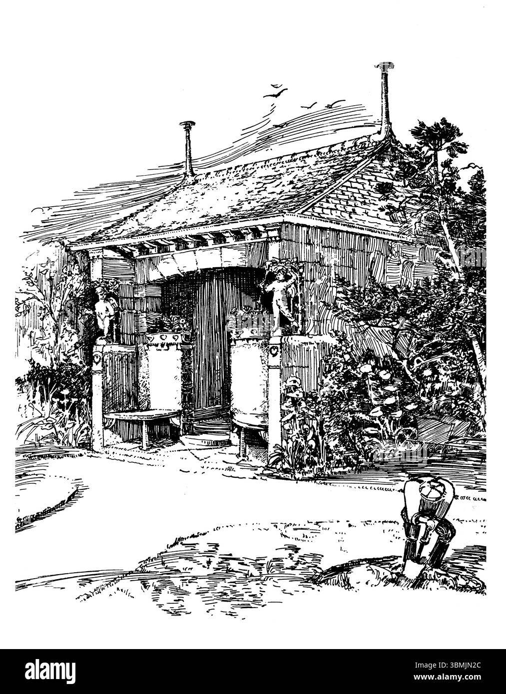 Disegna per una piccola casa estiva con giardino edoardiano da Studio Magazine 1903 Foto Stock