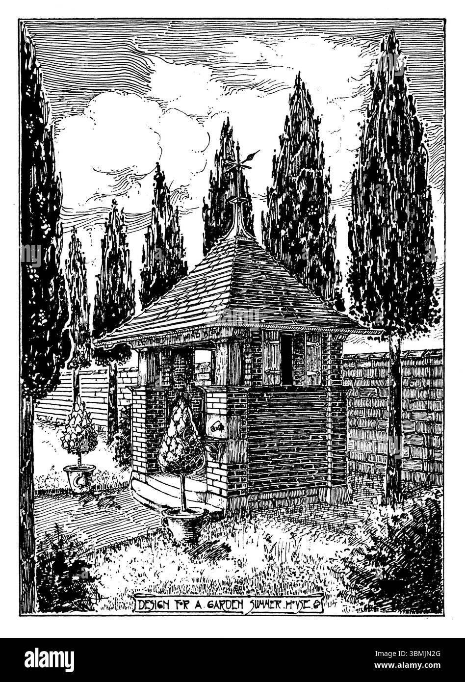 Disegna per una piccola casa estiva con giardino edoardiano di Francis W Yorke di Stratford su Avon da Studio Magazine 1903 Foto Stock