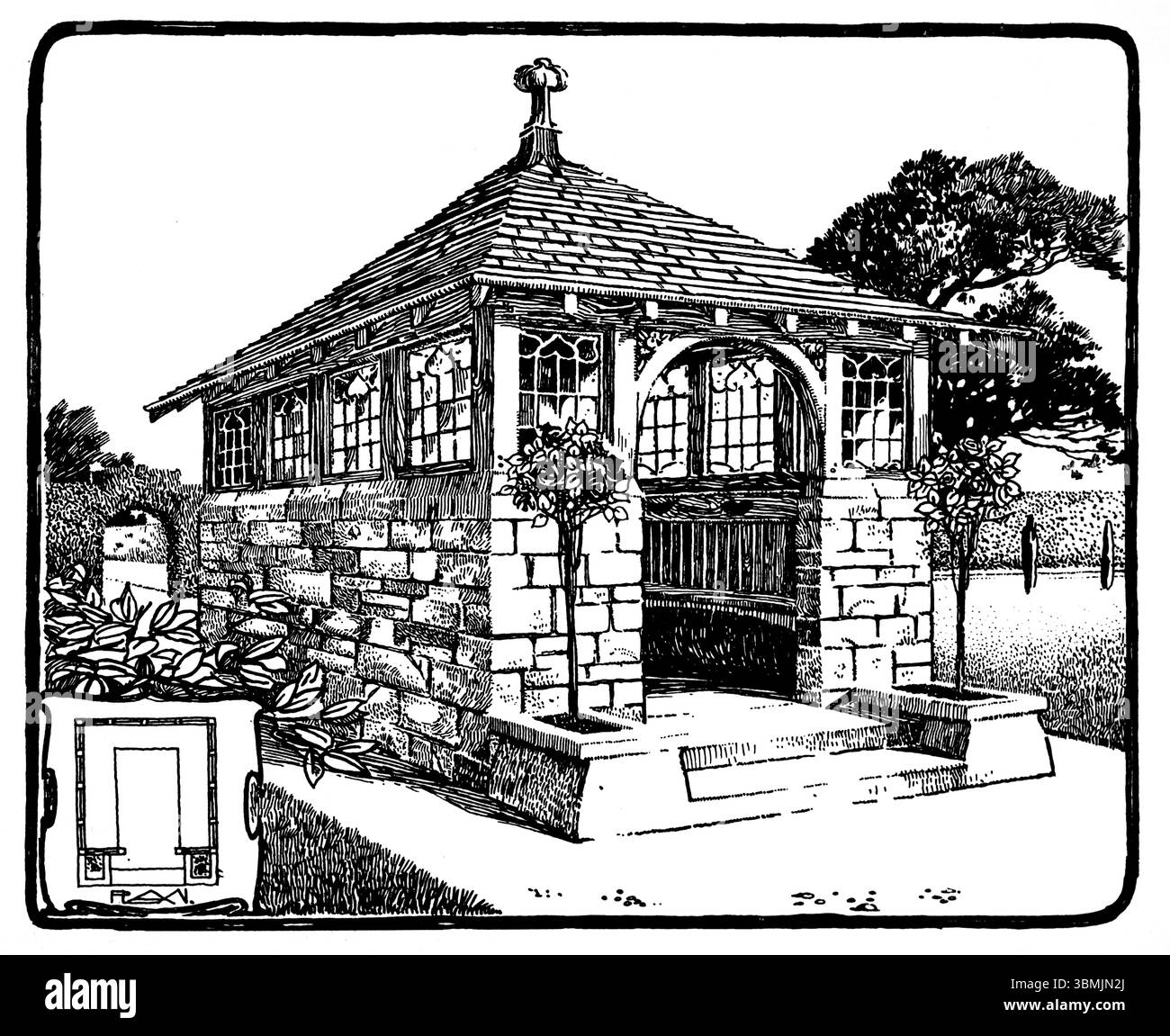 Progetto per una piccola casa estiva con giardino edoardiano di Percy Lancaster da Studio Magazine 1903 Foto Stock