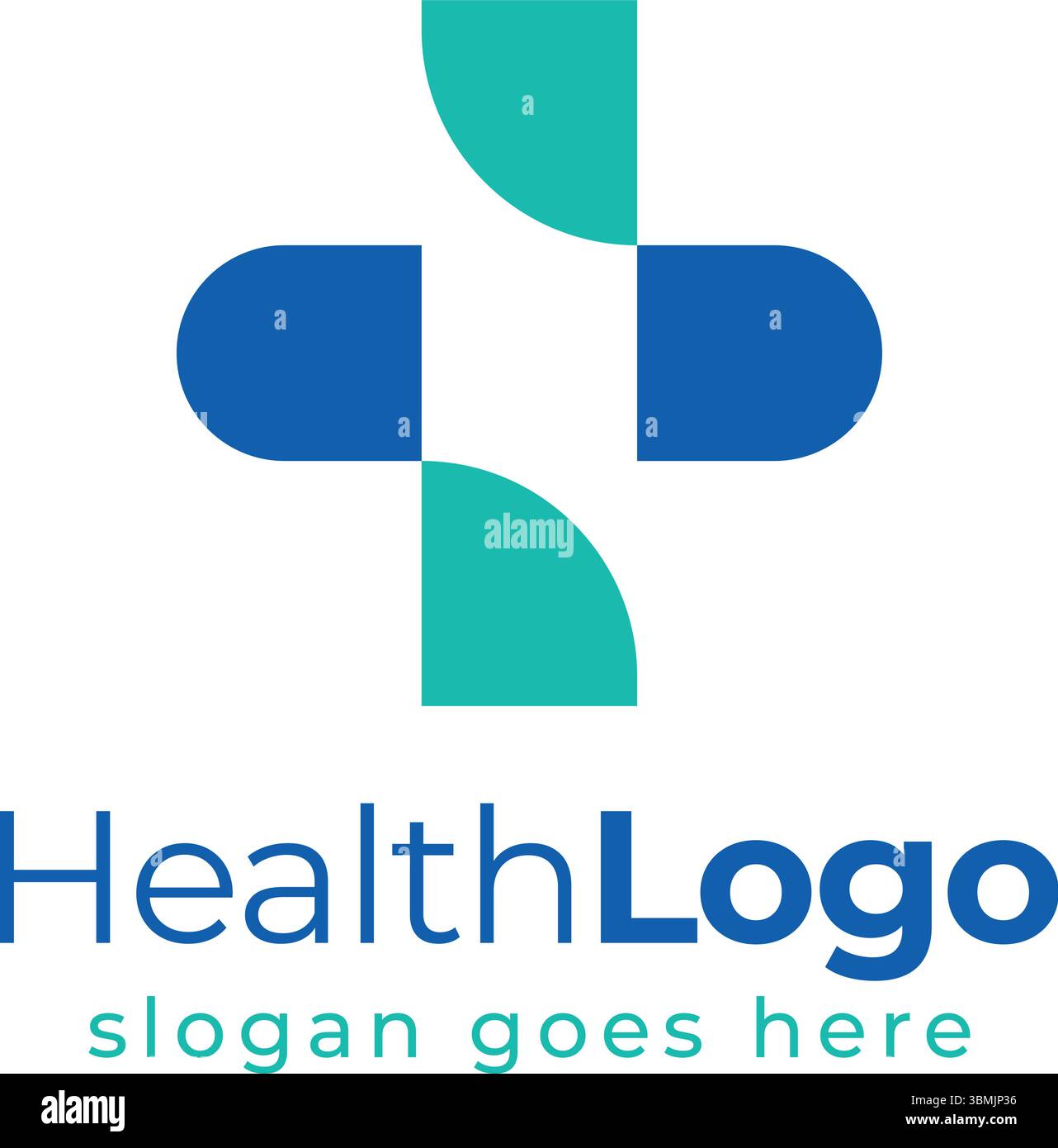 Design moderno del logo di salute - croce medica salute benessere & simbolo della farmacia Illustrazione Vettoriale