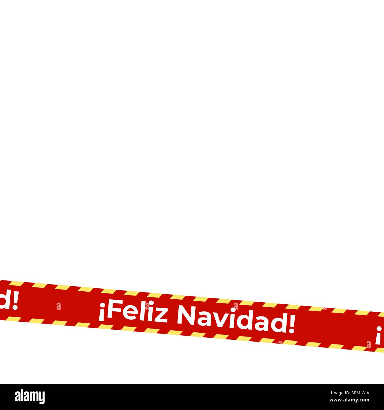 Banner a nastro adesivo Feliz Navidad con strisce rosse e gialle. Perfetto per confezioni natalizie, confezioni regalo, etichette per le festività, bordi stampabili, o. Illustrazione Vettoriale