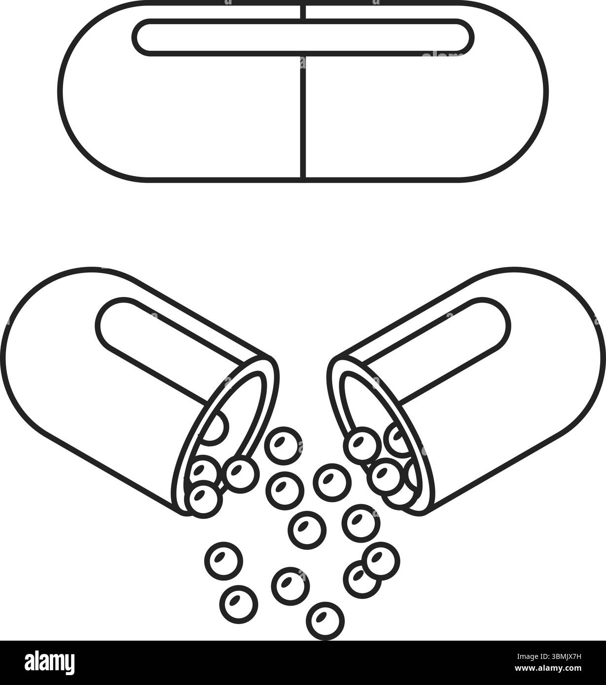 Icona della pillola in stile piatto. Illustrazione del vettore del farmaco su sfondo isolato. Farmacia medica firma concetto di business. Illustrazione Vettoriale