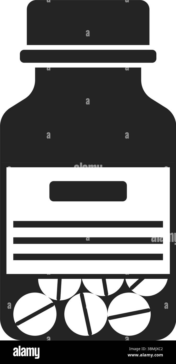 Icona della pillola in stile piatto. Illustrazione del vettore del farmaco su sfondo isolato. Farmacia medica firma concetto di business. Illustrazione Vettoriale