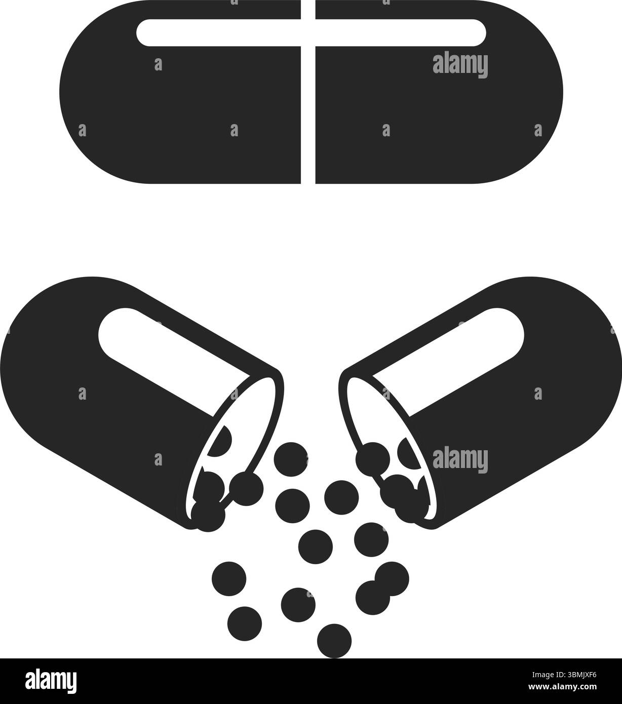 Icona della pillola in stile piatto. Illustrazione del vettore del farmaco su sfondo isolato. Farmacia medica firma concetto di business. Illustrazione Vettoriale