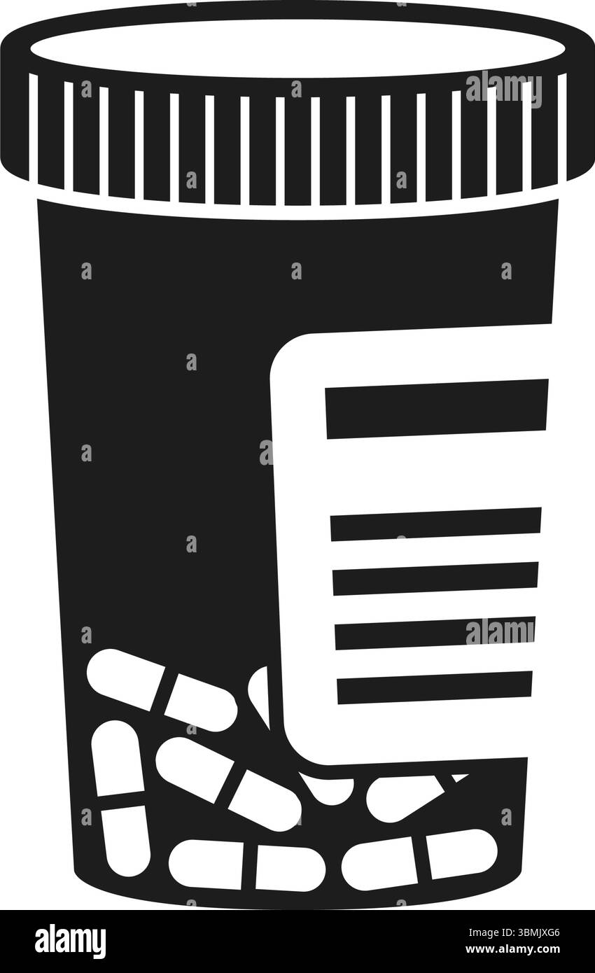 Icona della pillola in stile piatto. Illustrazione del vettore del farmaco su sfondo isolato. Farmacia medica firma concetto di business. Illustrazione Vettoriale