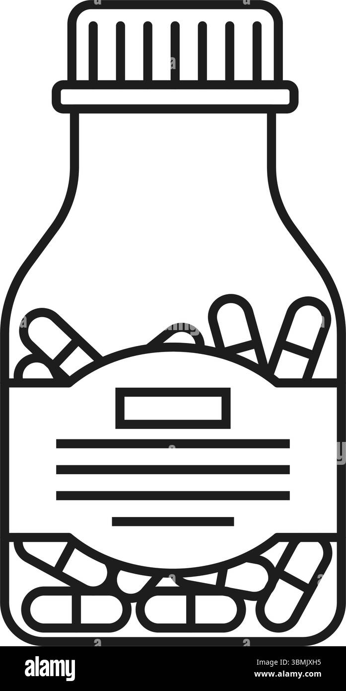 Icona della pillola in stile piatto. Illustrazione del vettore del farmaco su sfondo isolato. Farmacia medica firma concetto di business. Illustrazione Vettoriale