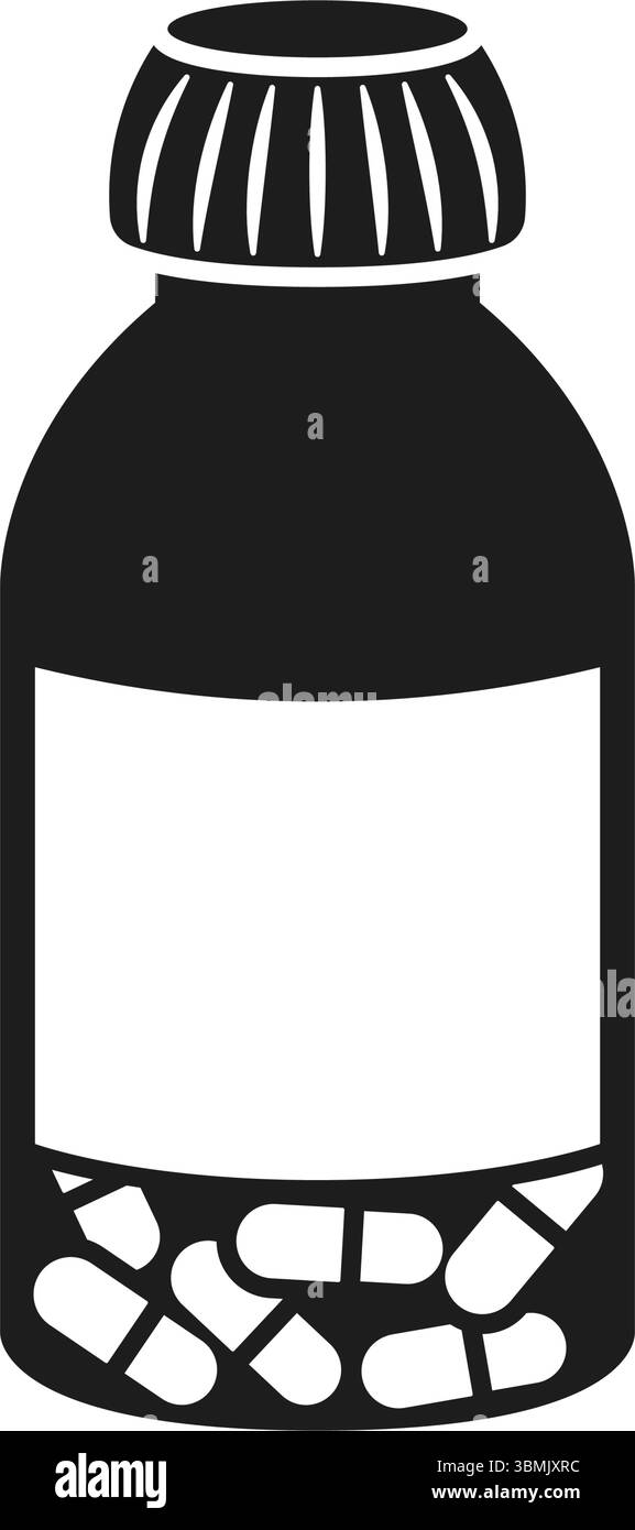 Icona della pillola in stile piatto. Illustrazione del vettore del farmaco su sfondo isolato. Farmacia medica firma concetto di business. Illustrazione Vettoriale