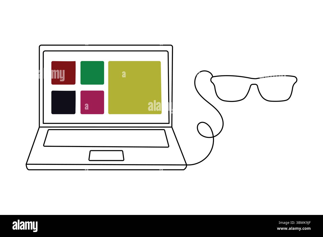 Disegno continuo a linea singola laptop disegno disegno disegno di un'icona grafica e disegno vettoriale Illustrazione Vettoriale