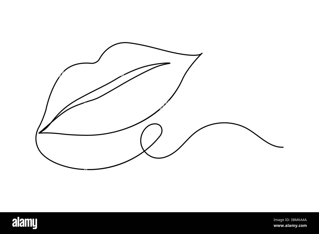 Disegno grafico continuo su una linea di donna labbra design vettoriale isolato Illustrazione Vettoriale