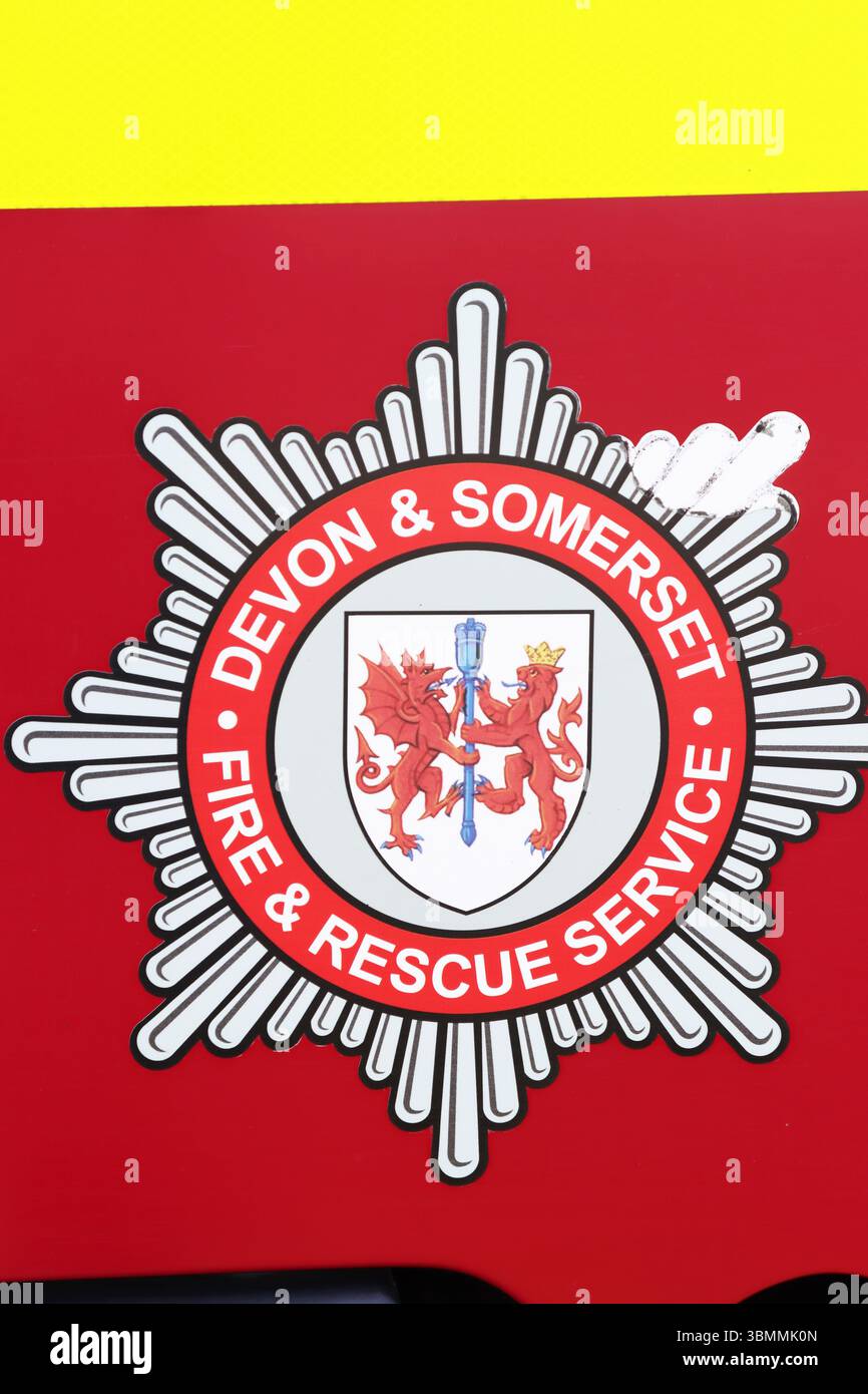 Logo dei servizi antincendio e di soccorso Devon e Somerset Foto Stock