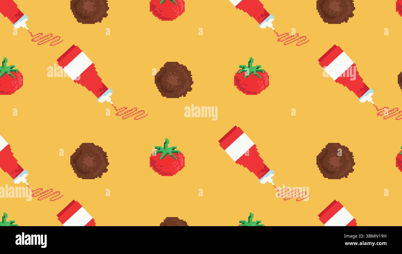 Burger lattuga cipolla sfondo pixel art Illustrazione Vettoriale