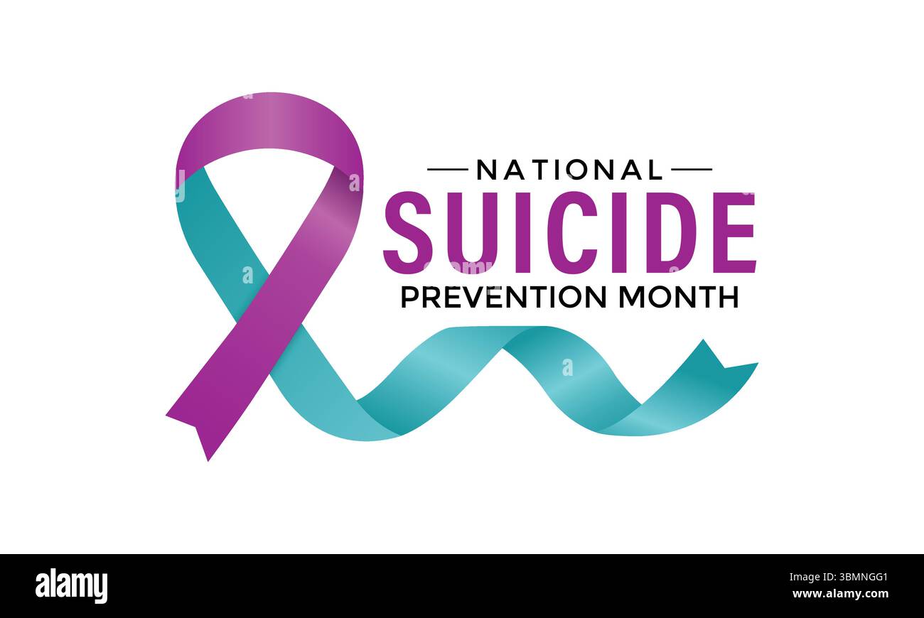 Banner vettoriale e social media National Suicide Prevention Month, modello di background design. Parla, salva vite, rompi il silenzio. Questo mese. Illustrazione Vettoriale