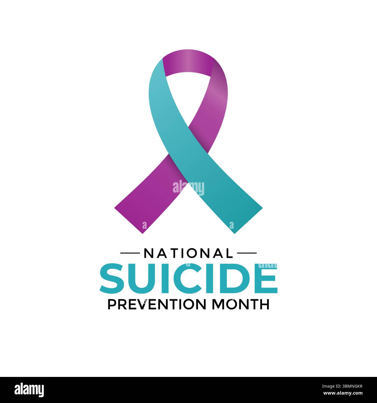 Banner vettoriale e social media National Suicide Prevention Month, modello di background design. Parla, salva vite, rompi il silenzio. Questo mese. Illustrazione Vettoriale