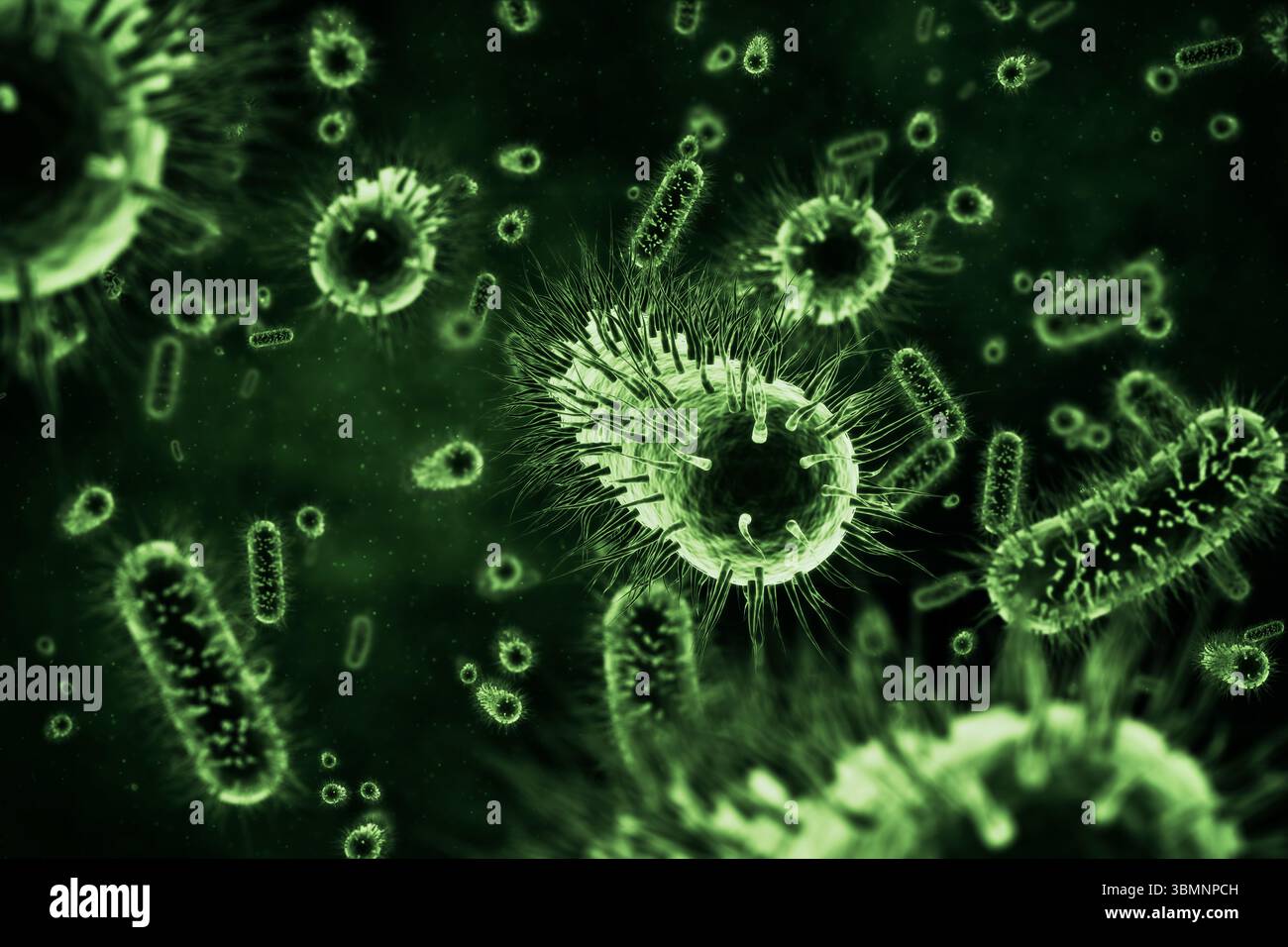 Immagine digitale del batterio verde Foto Stock