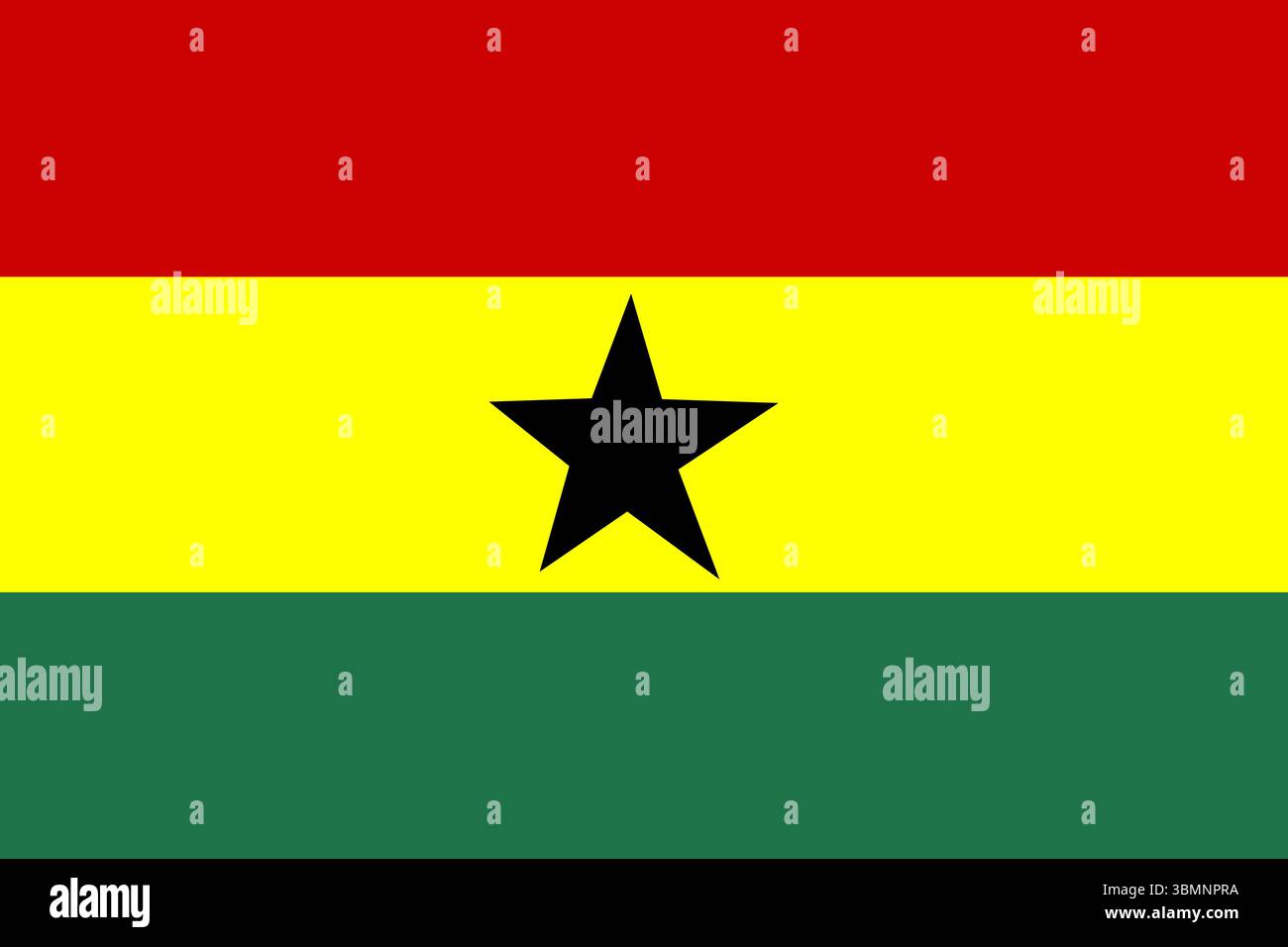 La bandiera nazionale dal design piatto mostra strisce tricolore con stella nera su sfondo trasparente Foto Stock