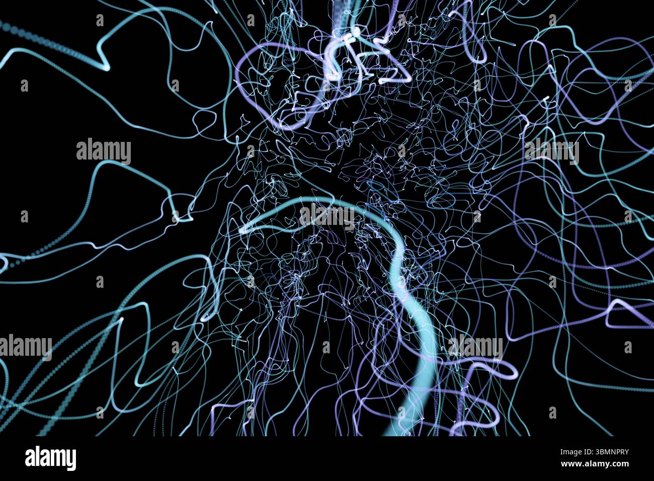 Sfondo nero con linee lucido Foto Stock