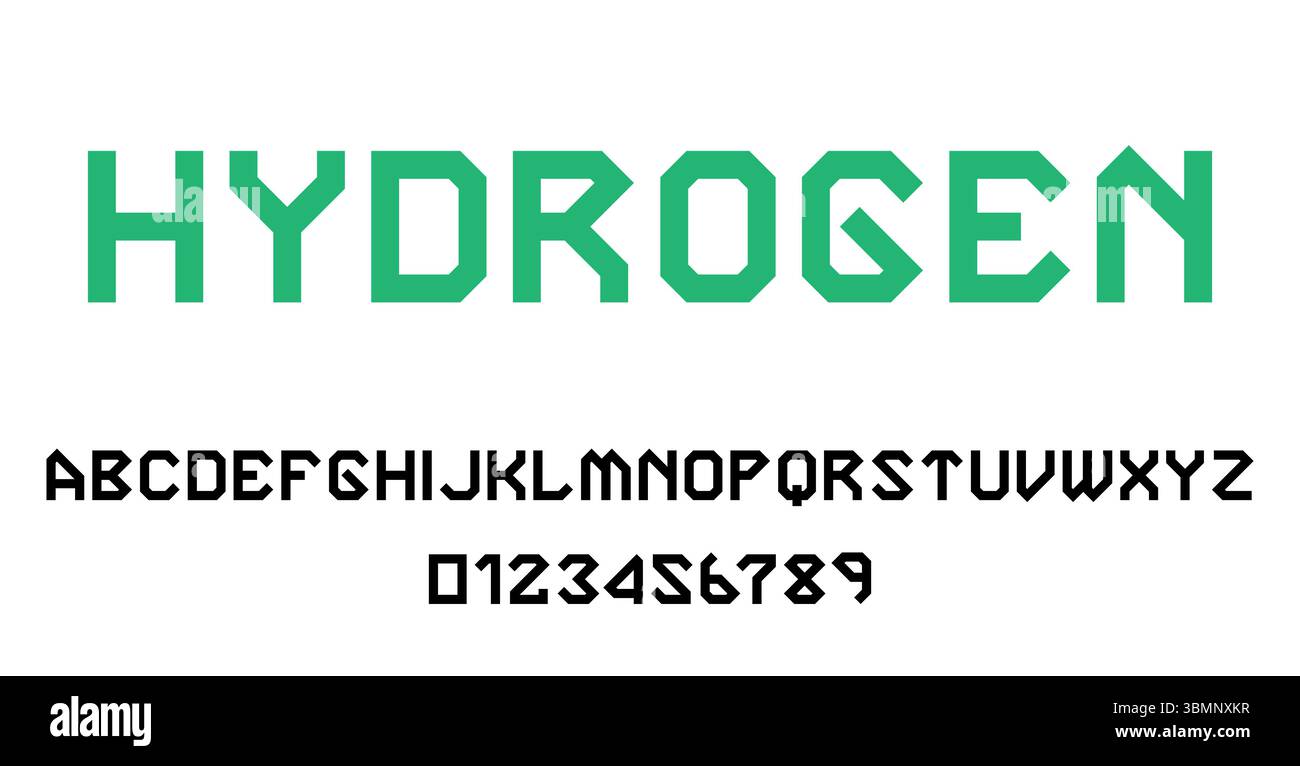 Set di lettere e numeri dei caratteri alfabetici moderno design astratto con illustrazione vettoriale solida Illustrazione Vettoriale