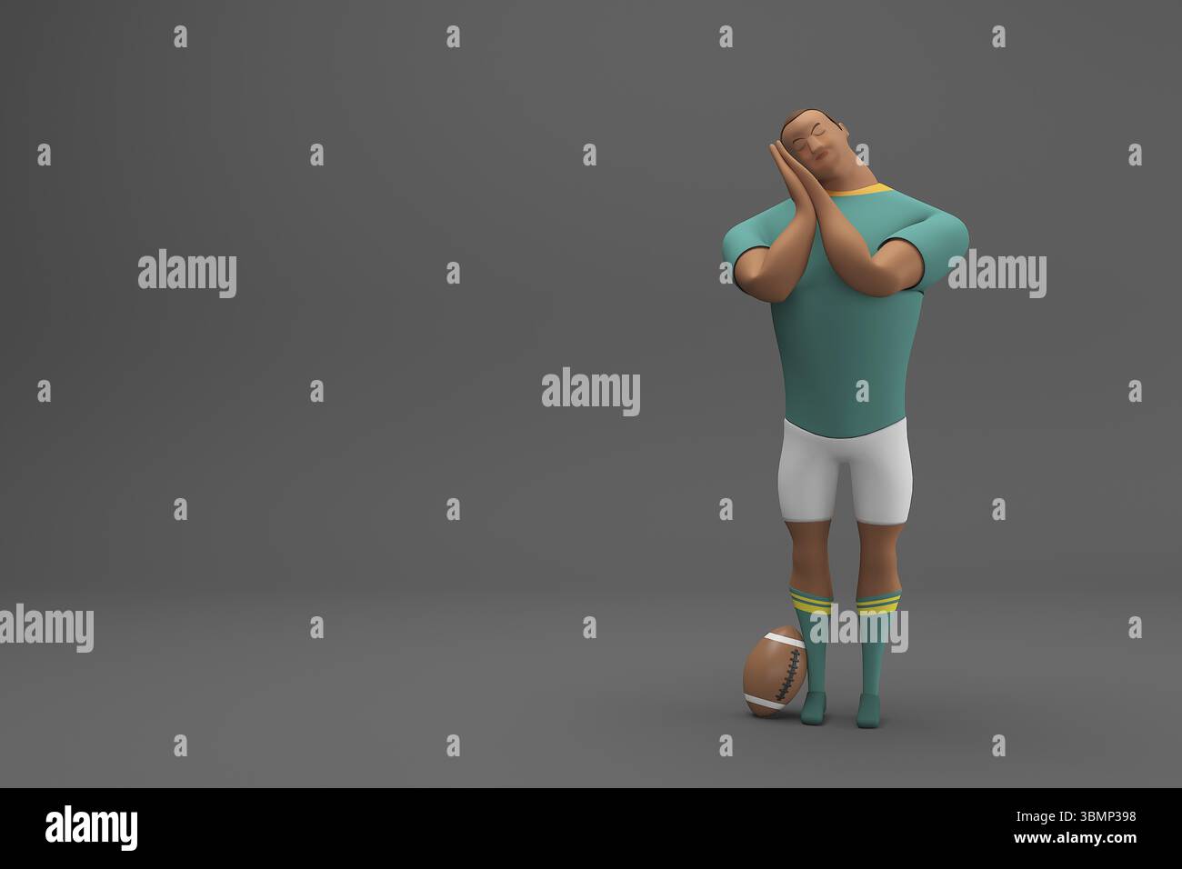 3D rendering i giocatori di Rugby combattono per la palla sul rugby professionale Foto Stock